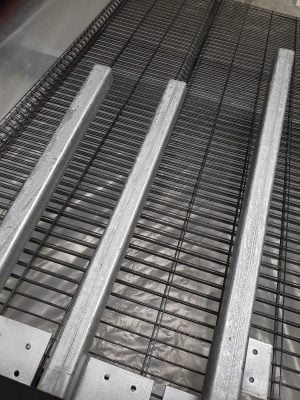 Acid etched steel mesh and posts
