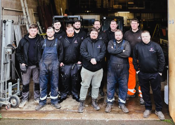 BS EN 1090 Structural Steel Fabrication Team Photo with Responsible Welding Coordinator.