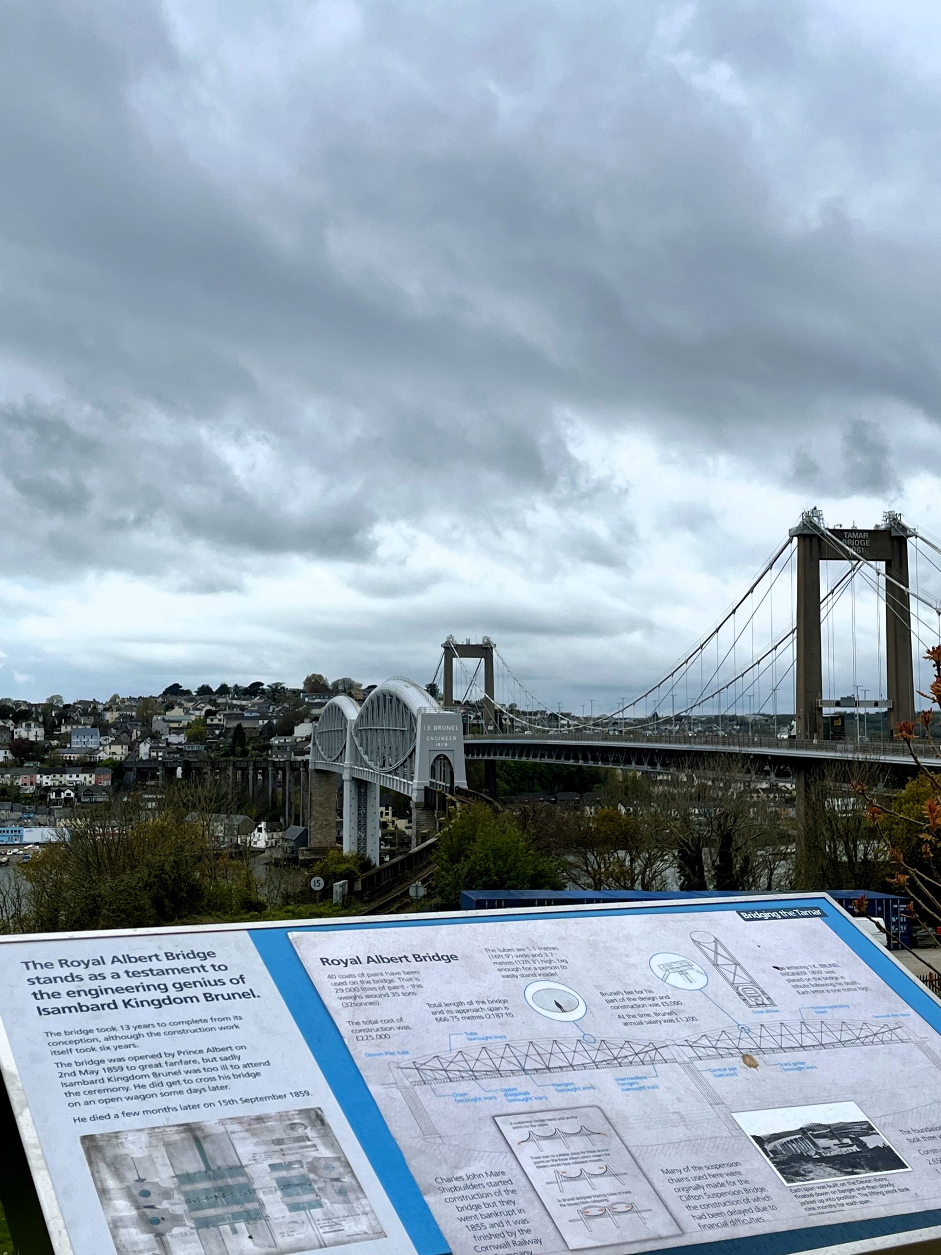Tamar bridge and Royal Albert Bridge view from Plymouth