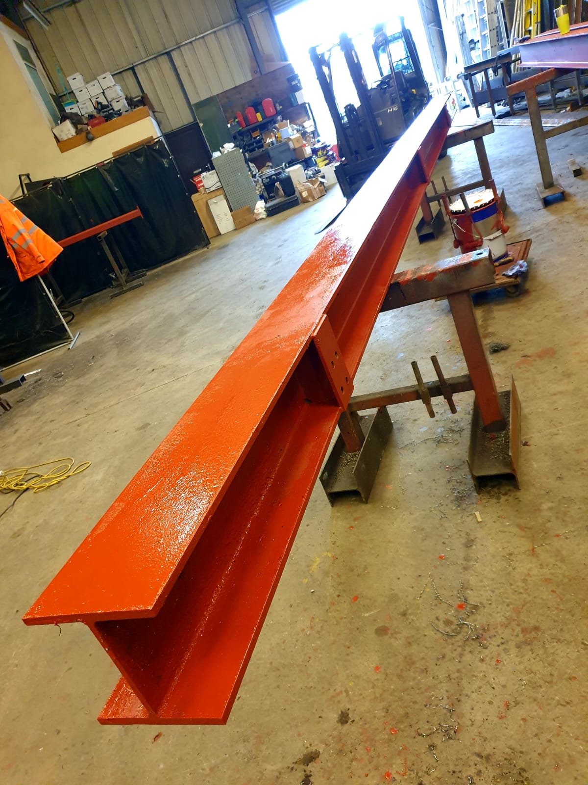 Primer finish steel beam