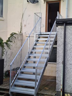 Galvanised steel fire escape