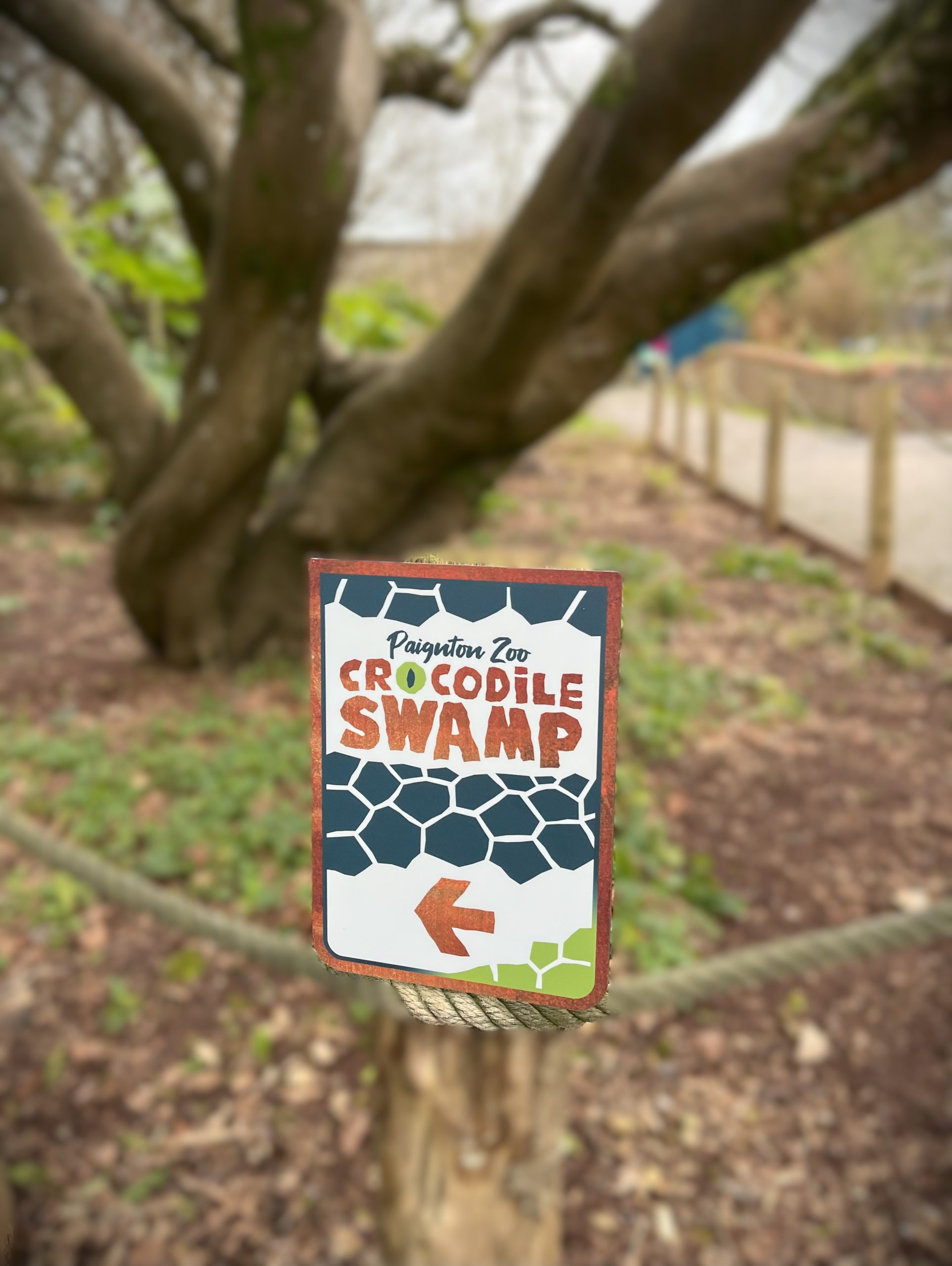 Sign pointing to Crocodile Swamp at Paignton Zoo